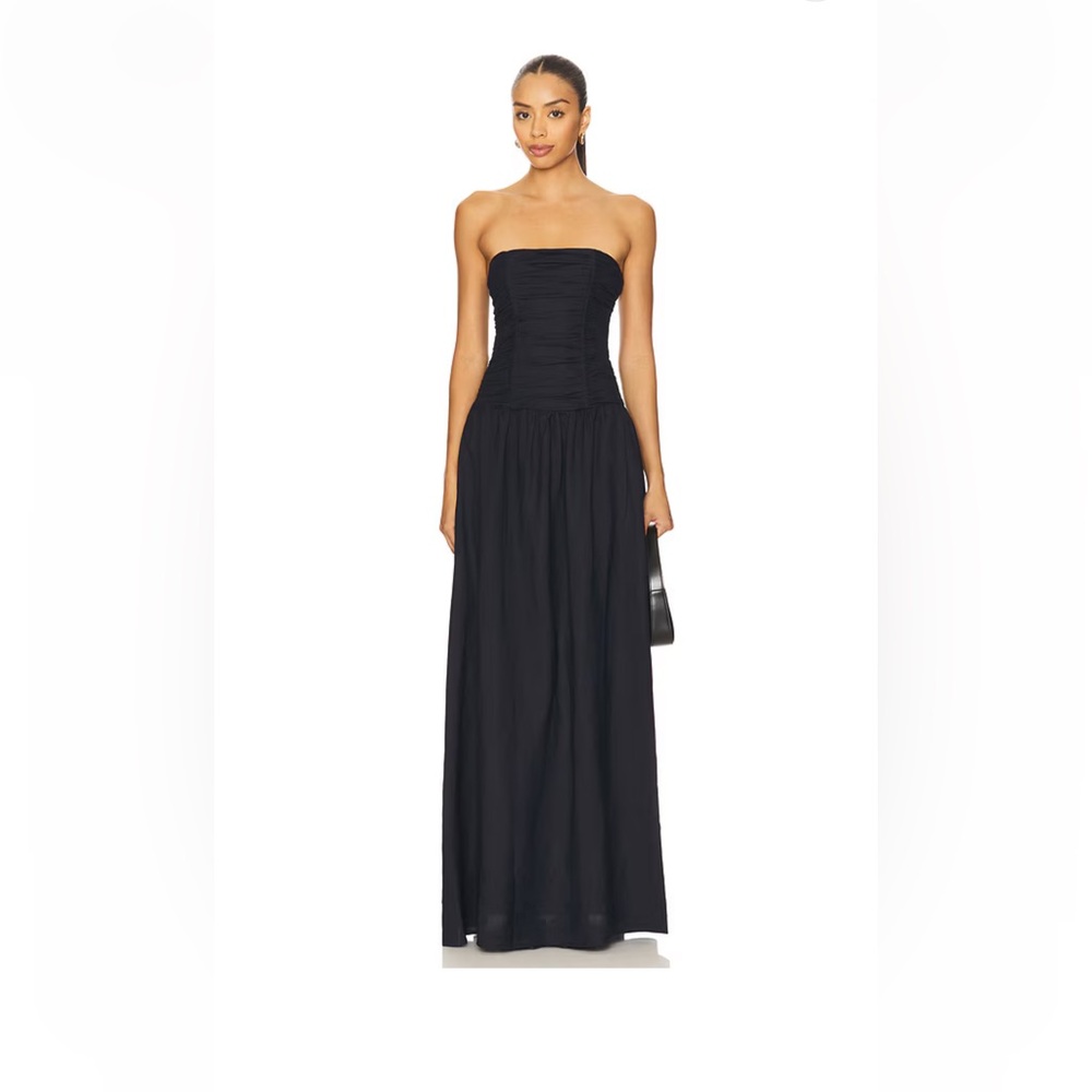 Lioness Strapless Black Ruched Bodice Maxi Dress